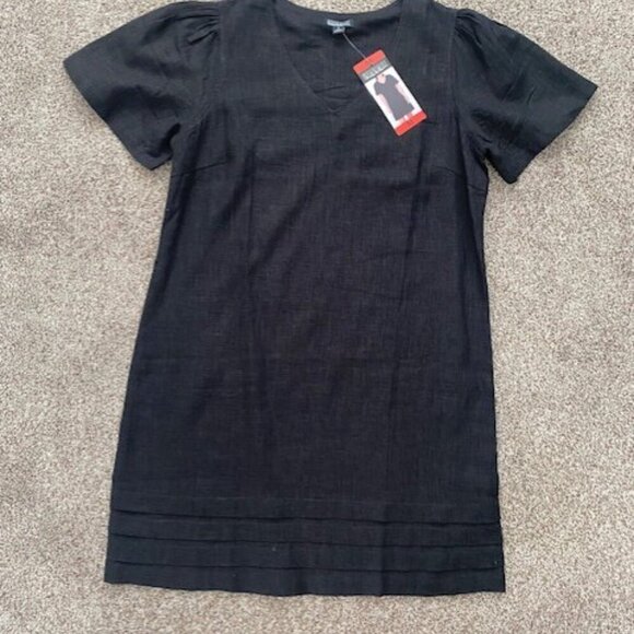 NWT NICOLE MILLER Original Black Linen Short Sleeve VNeck Dress Medium - Picture 10 of 16